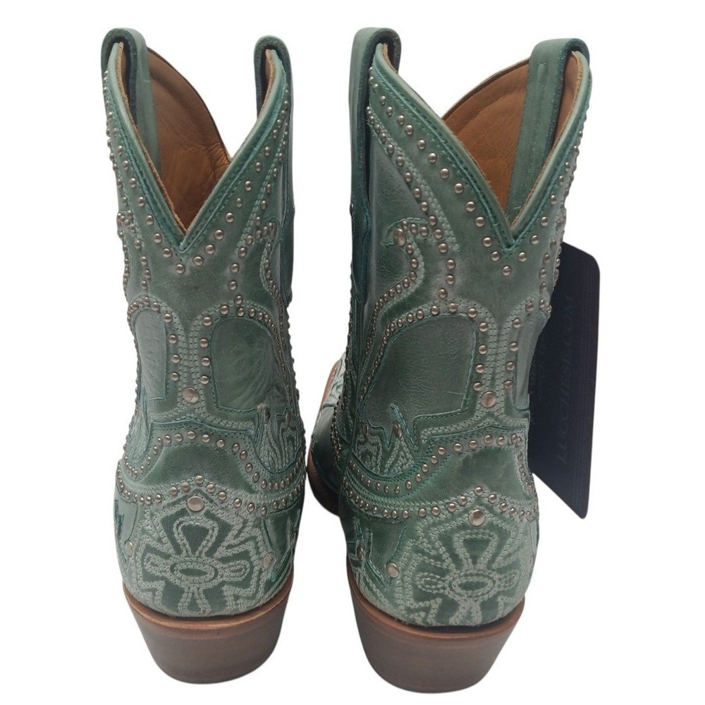 Lucchese M4977 Women's 7.5 B Turquoise Teal Leather Studded Western Boots NOS - Picture 7 of 16